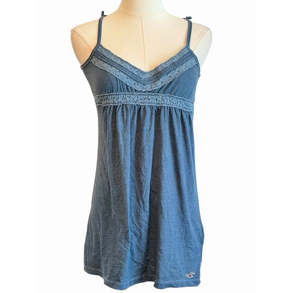 Hollister Tops - Hollister Y2K Babydoll Lace Trim Cami Size L  Bella Swan Blue Elena Gilbert